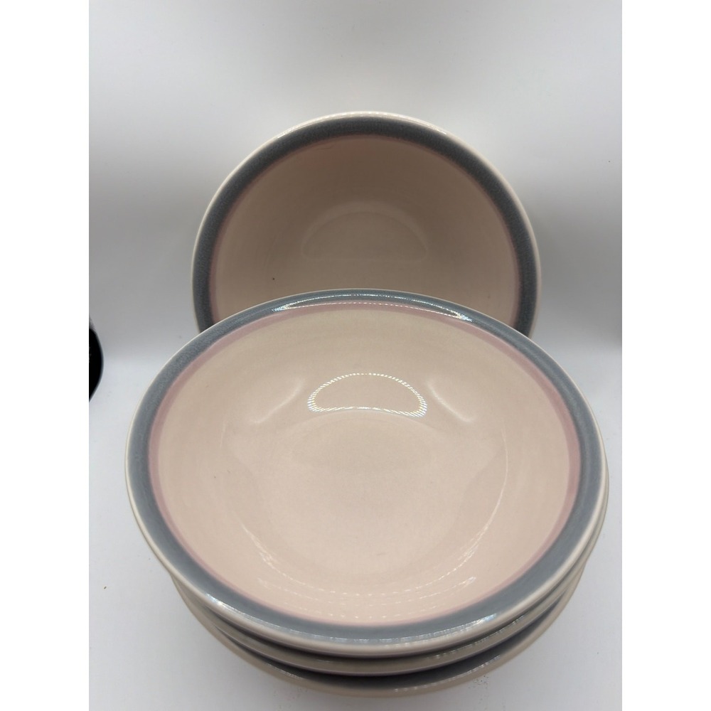 4 Vintage Pfaltzgraff Aura Pink and‎ Blue Rimmed 5-7/8" ROUND Cereal Bowl